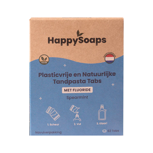 Happy Soaps - Navulverpakking Tandpasta Tabs – Met Fluoride – Spearmint
