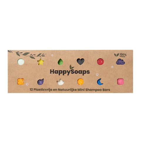 Happy Soaps - Sleeve met Mini Shampoo Bars (12 stuks)