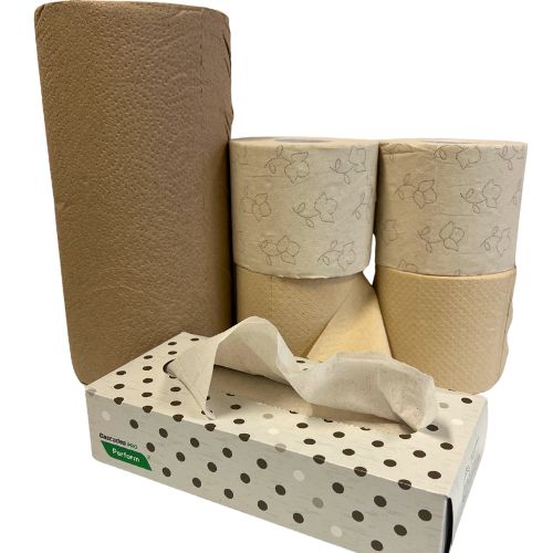 100 Procent Eco Probeerpakket (4 WC-rollen - Keukenrol - Tissues)