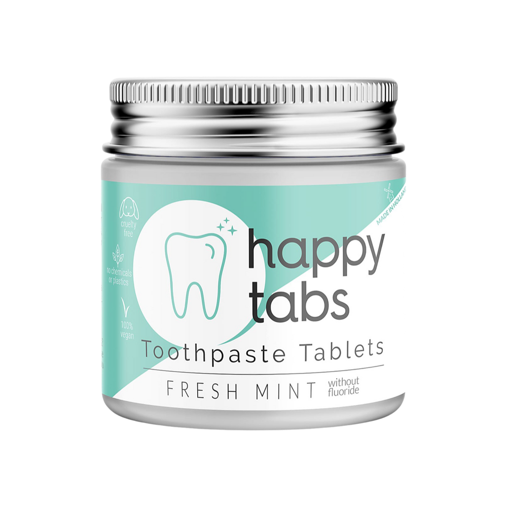 Happy Tabs - Fresh Mint (fluoride vrij) + opbergpotje