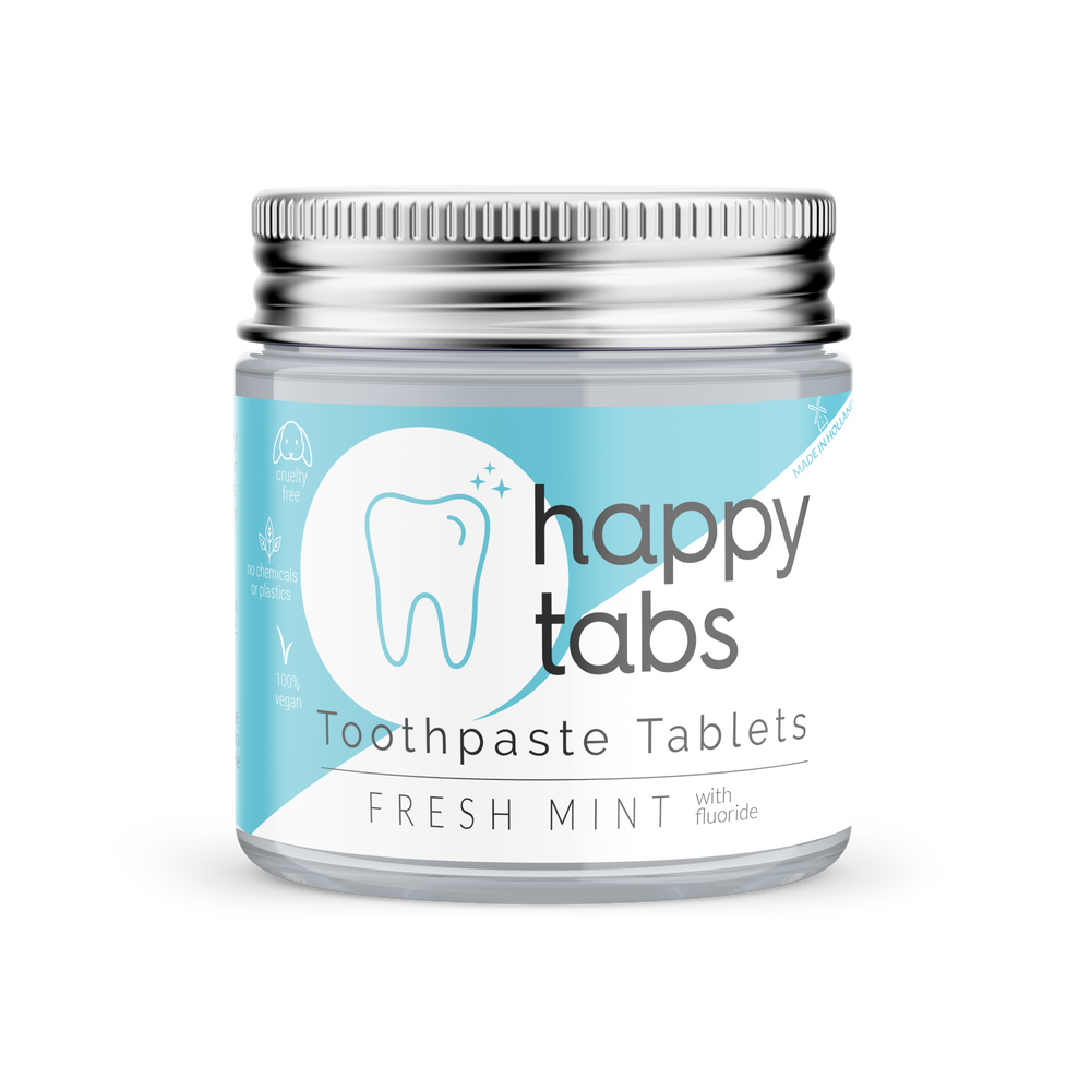 Happy Tabs - Fresh Mint (met fluoride) + opbergpotje